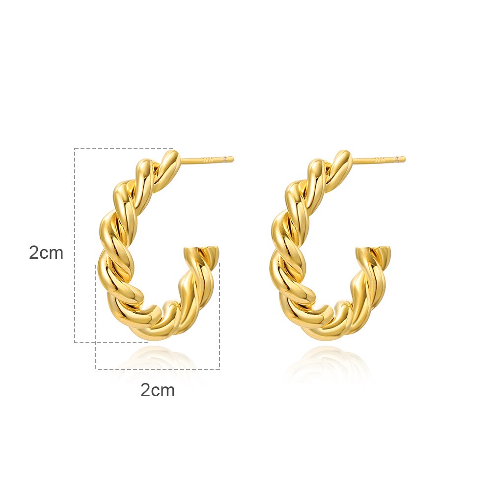 Big Twisted Hoop Earrings For Women Gold Silver Color Stainless Steel Wedding Earrings Large Vintage Retro Hoop Earrings Femme